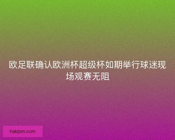 欧足联确认欧洲杯超级杯如期举行球迷现场观赛无阻