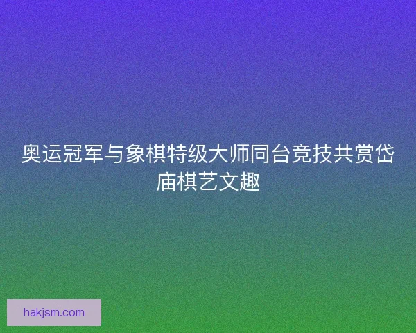 奥运冠军与象棋特级大师同台竞技共赏岱庙棋艺文趣